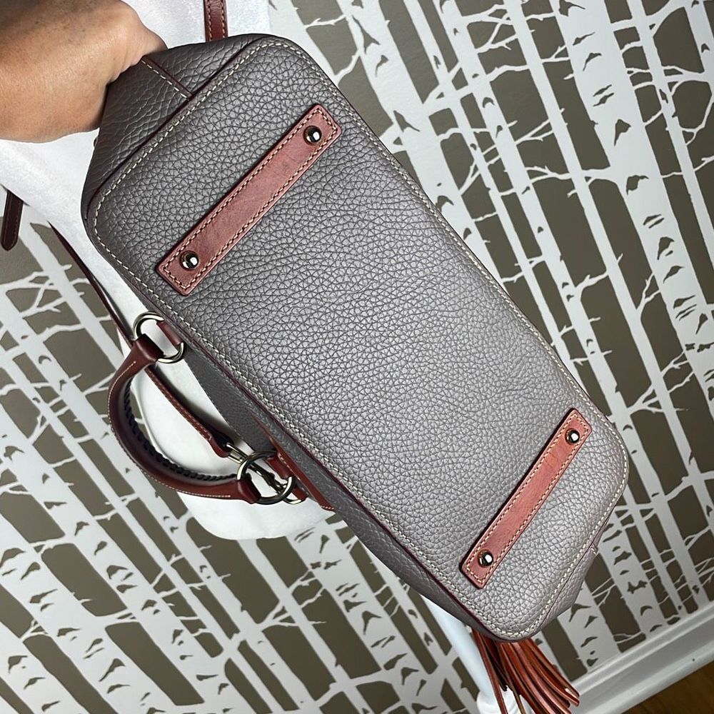 Dooney & Bourke Gray Satchel with Brown Trim - Picture 5 of 16